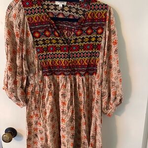 Umgee Multicolor Bohemian Long Sleeve Dress tunic